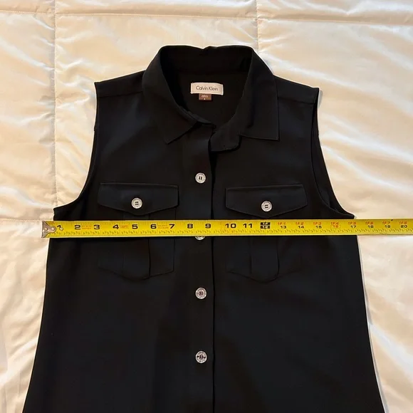 Calvin Klein Women’s Black Sleeveless Dress with Silver Buttons. Size 4 - Picture 6 of 8